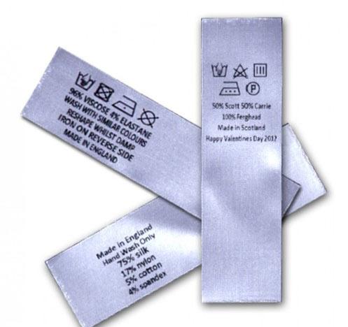 Printed Satin Wash Care Labels, Shape : Rectangular