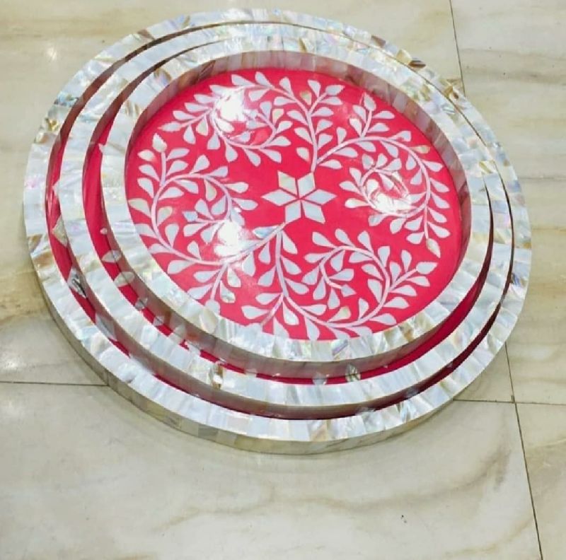 High quality mother of pearl inlay trays set netural craft handmade ...