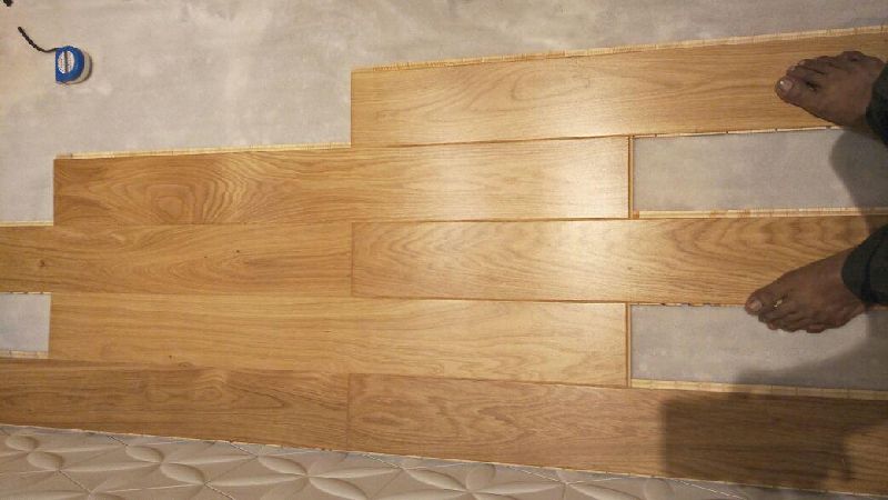 Non Polished Wooden Flooring, for Interior Use, Pattern : Plain, Printed