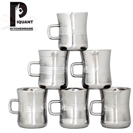 Damru Stainless Steel Fancy Tea Cup Set, for Home
