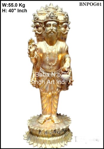 Brahma Brass Statue, Color : Gold