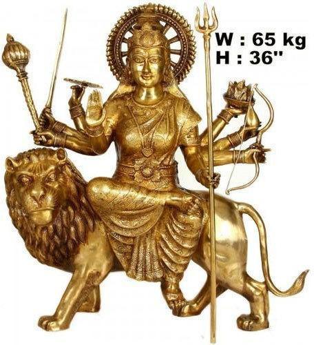 Brass Maa Durga Statue, Color : Golden (Gold Plated)