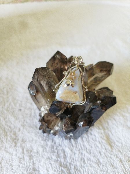 Blue Lace Agate Silver Pendant