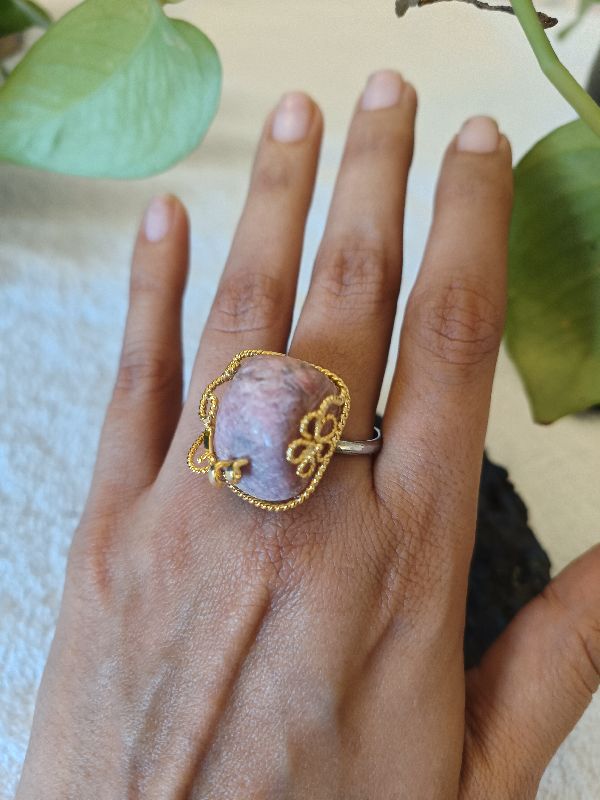 Rhodochrosite Silver Ring