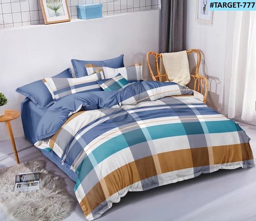 Poly Cotton Printed Stripe Design Bed Comforter Set
