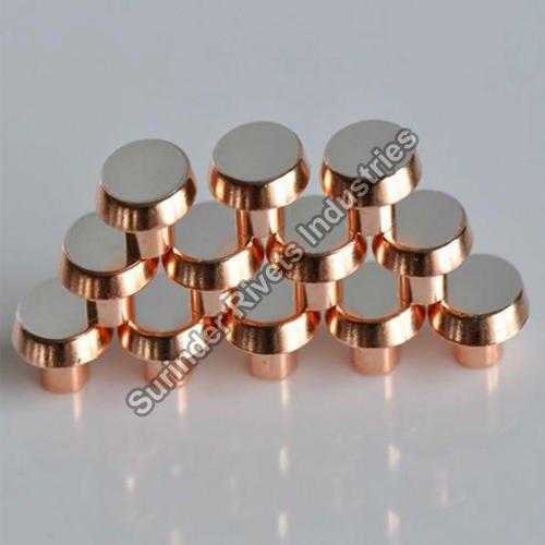 Round Polished Copper Contact Rivets, For Fittngs Use, Color : Brown