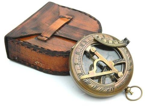 Brass Sundial Compass Antique Finish With Case