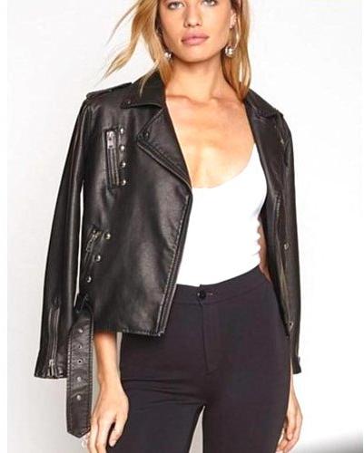 Ladies Leather Biker Jacket