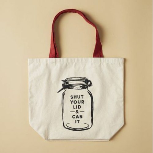 Printed Loop Handle Cotton Bag, Color : White