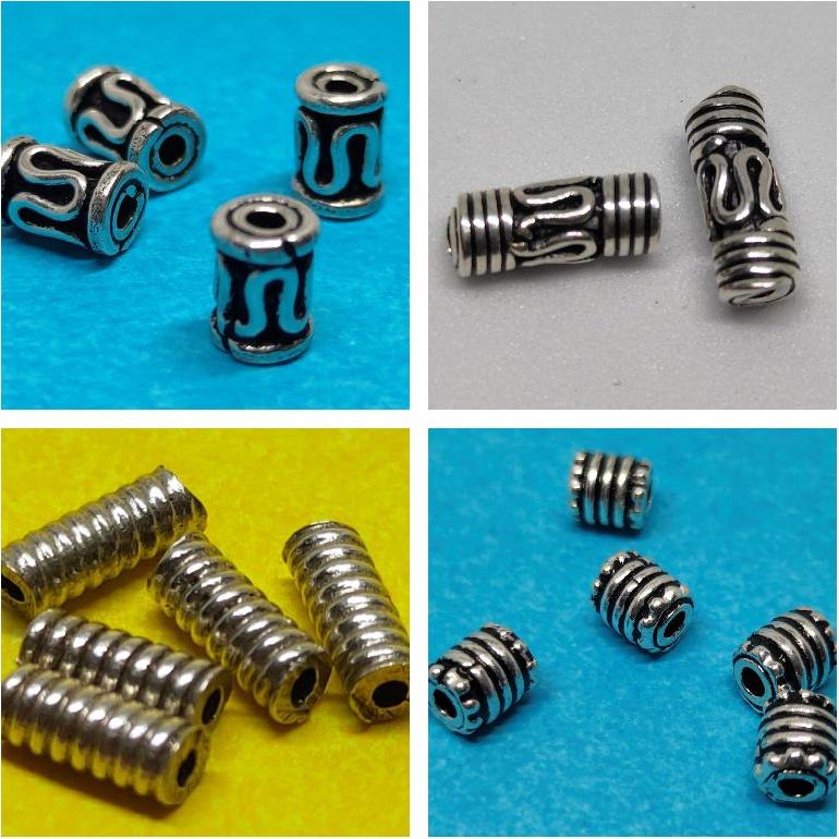 Oxidised 925 Silver Tube Beads, for Jewelry, Garments Shoes ...