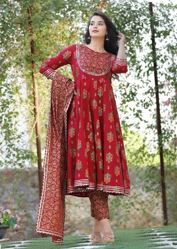 Cotton Ladies Designer Anarkali Suit, Size : M, XL