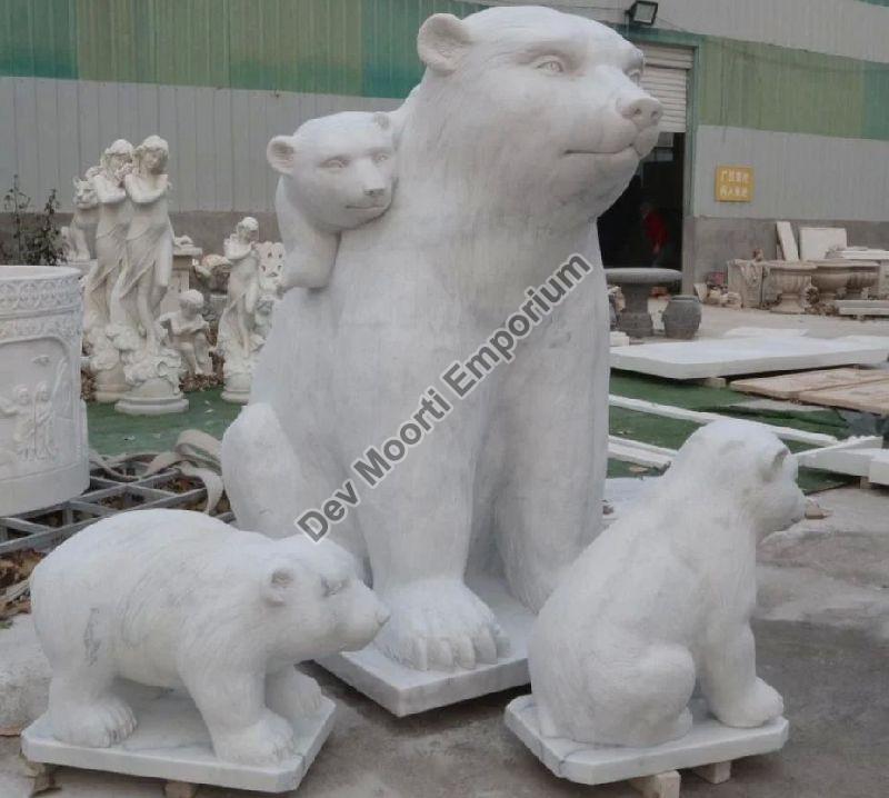 Powder Coated Marble Bear Statue, for Gifting, Garden, Pattern : Carved