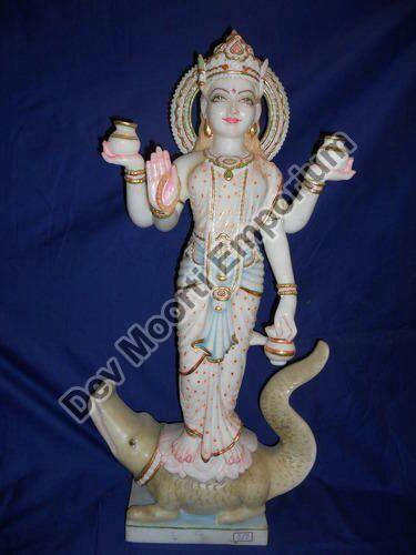 Powder Coated Marble Ganga Mata Statue, for Religious Purpose, Pattern : Printed