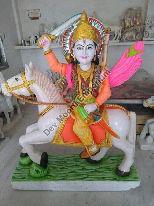 Polished Marble Kalki Avtar Statue, for Religious Purpose, Overall Dimensions (mm) : 480x190x285mm, 580x260x465mm