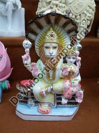 Powder Coated Printed Marble Narasimha Statue, Overall Dimensions (mm) : 480x190x285mm, 580x260x465mm