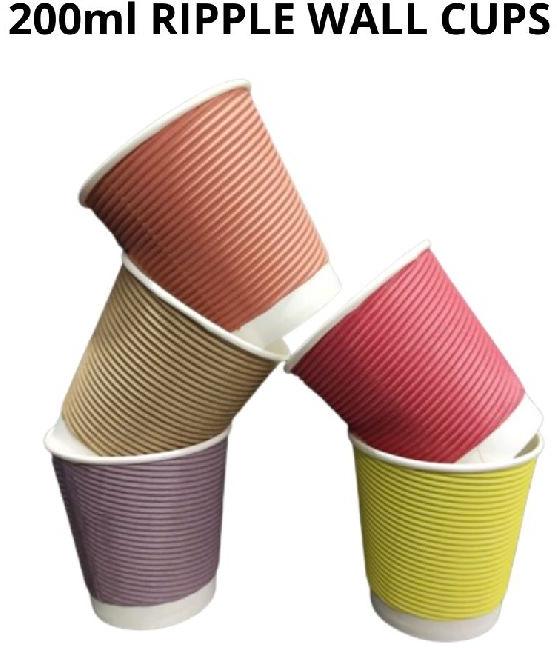 Paper 200ml Ripple Wall Cup, for Tea, Feature : Eco Friendly, Flawless Finish, Good Qaulity, Machine Made