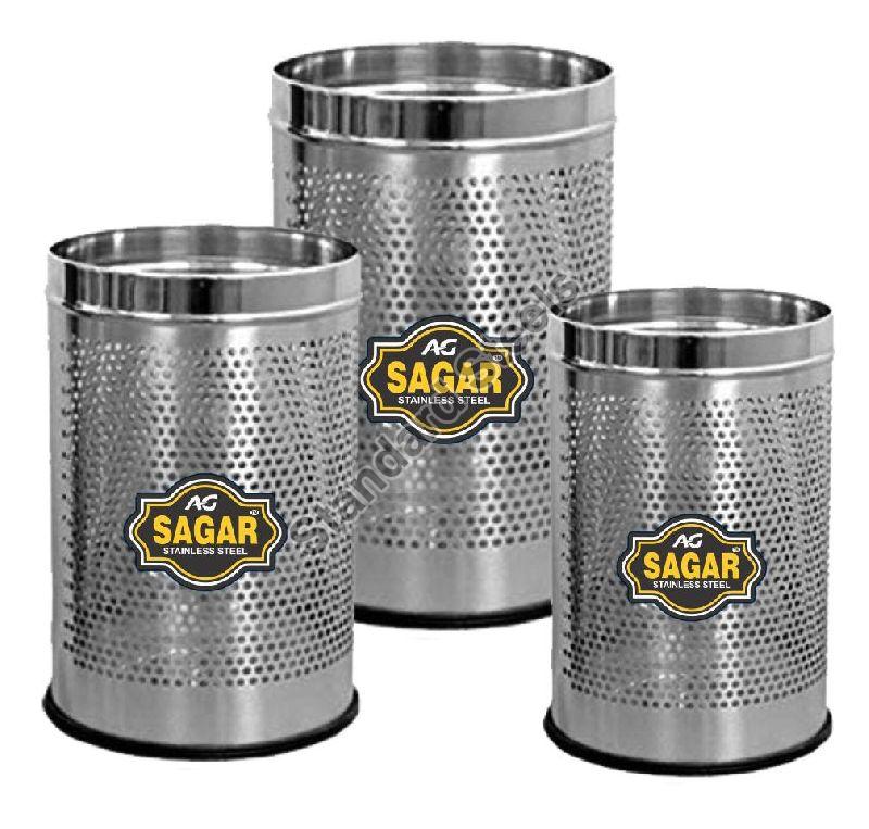Perforated Open Bin Stainless Steel Dustbin, for Commercial, Residential, Feature : Durable, Fine Finished