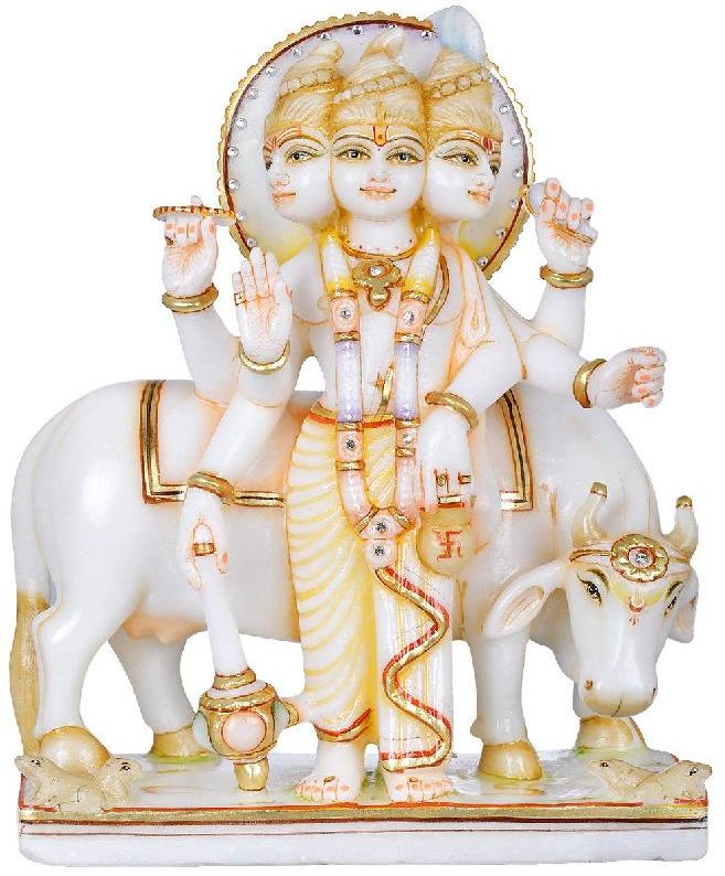 Marble Dattatrey Statue, for Worship, Temple, Pattern : Painted