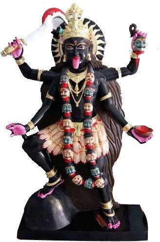 Marble Kali Mata Statue, for Worship, Temple, Pattern : Painted
