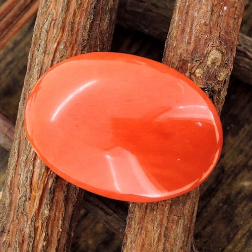 Oval Polished Natural Japanese Coral Gemstone, Color : Red