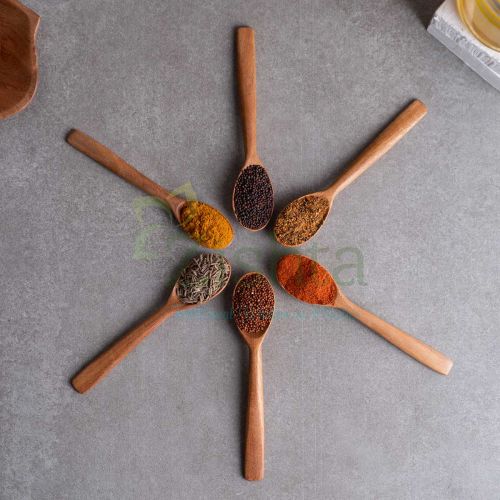 Neem Wood Spice Spoons, Length : 12.7 Cm