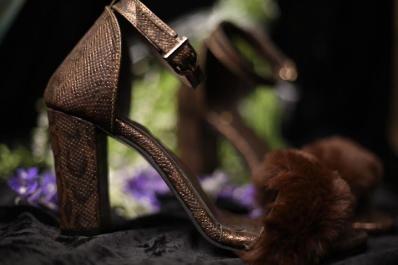 Shemay Brown Snakeskin Heels, Size : EUR 36, 37, 38, 39, 40, 41