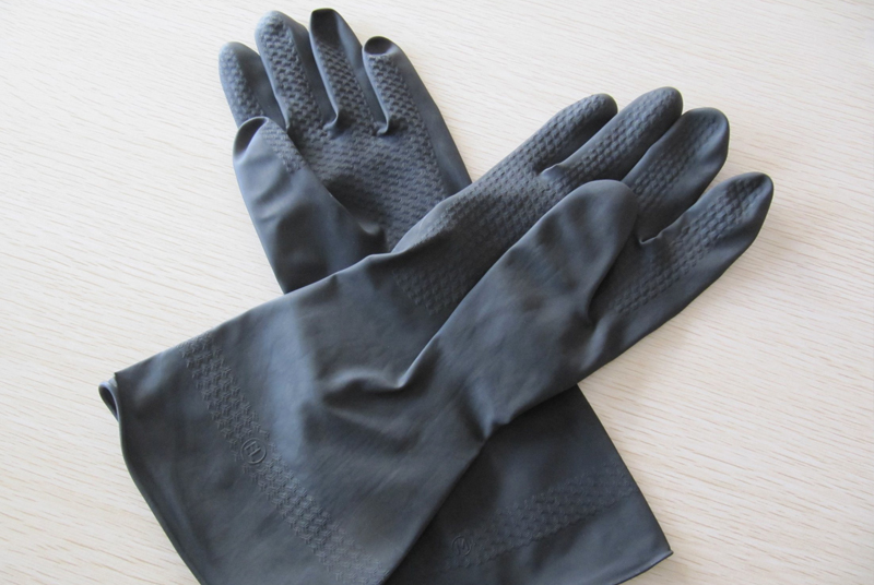 Industrial Rubber Gloves, Color : Black