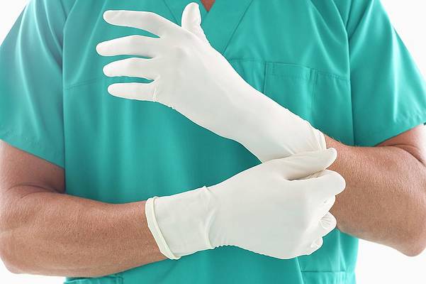 Latex Sterile Pre Powdered Surgical Gloves, for Clinical, Hospital, Laboratory, Size : M