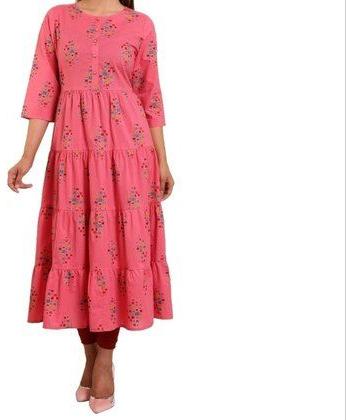 Printed Ladies Cotton Flared Kurti, Occasion : Casual Wear