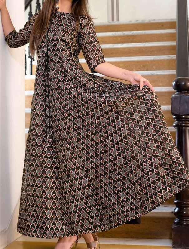 Rayon Plain Full Long Gown Type Kurti