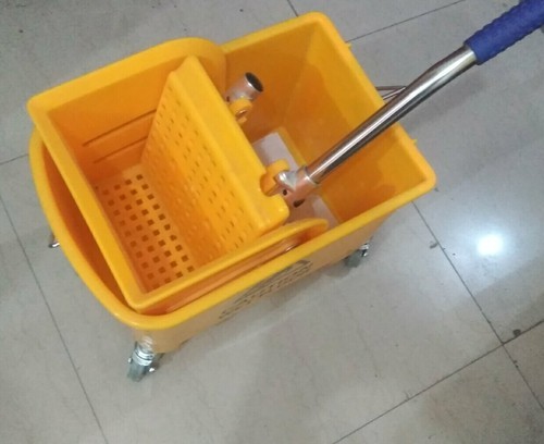 Stainless Steel Mop Wringer Trolley, Color : Blue