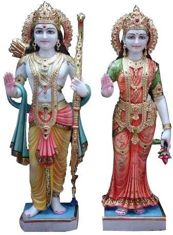 Polished Marble Ram Sita Statue, for Garden, Home, Office, Shop, Temple, Size : Multisizes