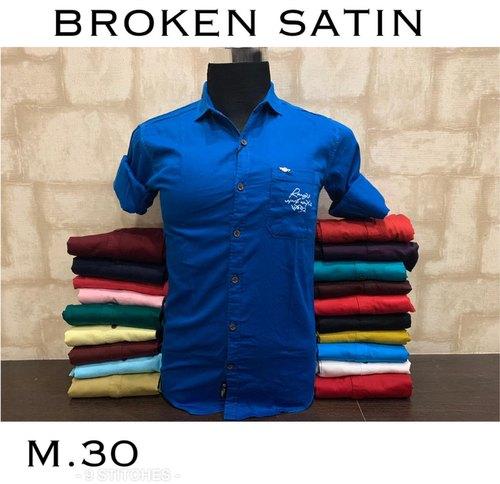 Men Broken Satin Plain Shirt, Size : XL