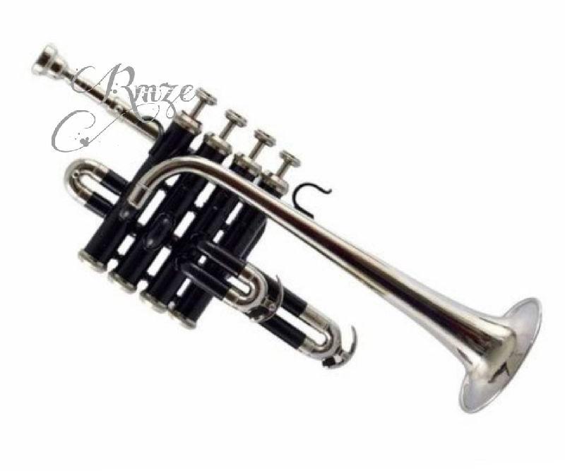 Rmze Professional Black-Silver Piccolo Trumpet, Size : L:35 X W:15 X H:19