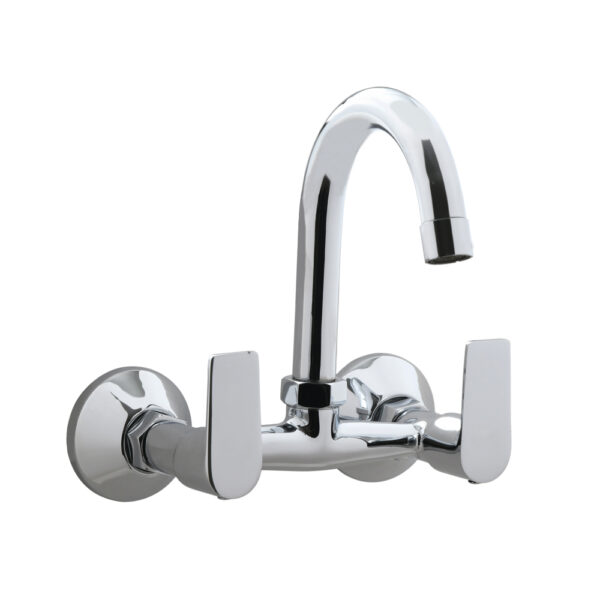 Viking Polished Cp Brass Sink Mixer Two handles, for Wall Mounting, Certification : TM