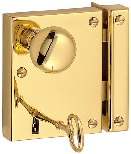 Square Brass Door Rim Lock, Color : Golden
