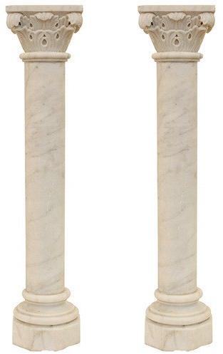 Round Polished Stone Pillar, for Garden Decoration, Residential, Pattern : Plain