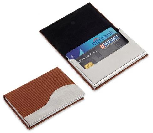 Panazone Corporate Leather Curve Card Holder, Color : Brown