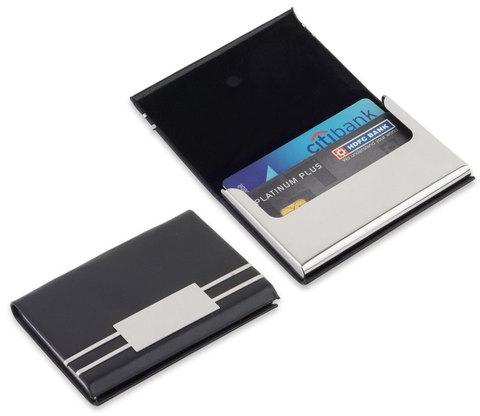 Panazone Corporate Leather Double Line Card Holder, Color : Black
