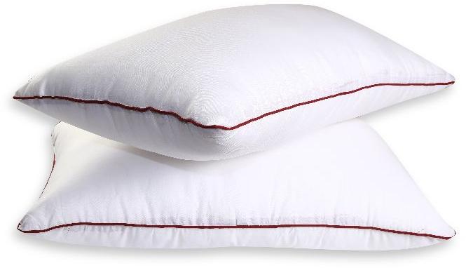 White & Red Piping Double Bed Pillow