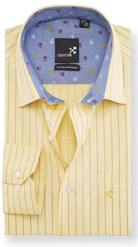 Equation Cotton Poly Fabric Collar neck Men Formal Striped Shirt, Size : 38, 40, 42, 44