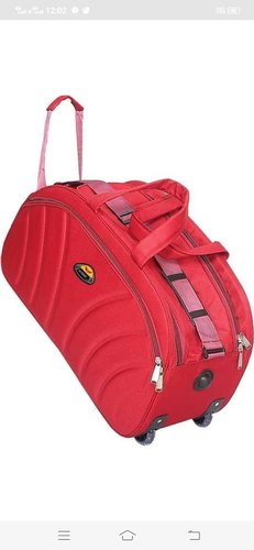 FOARA Polyester Wheeled Duffle Bag, Color : Red