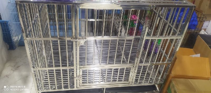 Non Polished Steel pet cage, Shape : Square