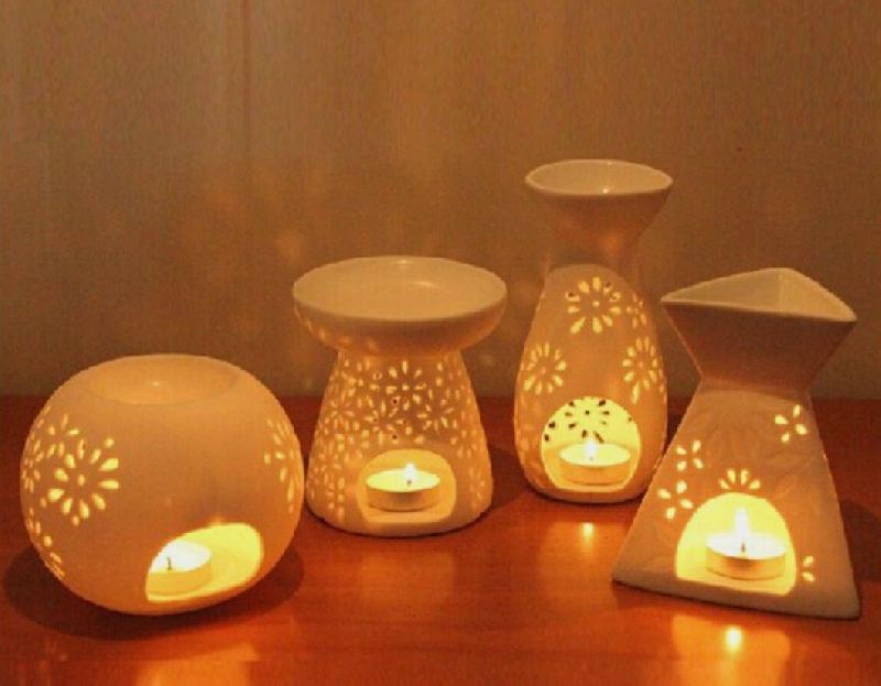 Ceramic Tea Light Holder, for Home Decoration, Size : Mutlisize