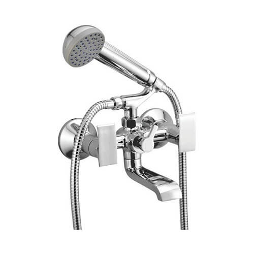 Dyna Telephonic Wall Mixer With Crutch, for Bathrooms, Color : Silver