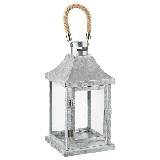 metal candle lantern with rope handle