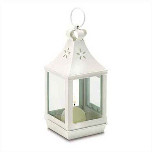 white iron candle lantern