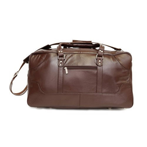 Plain Leather Duffel Bag, Closure Type : Zipper