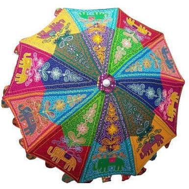 Polyester Handcrafted Embroidered Umbrella, Size : 29 Inch