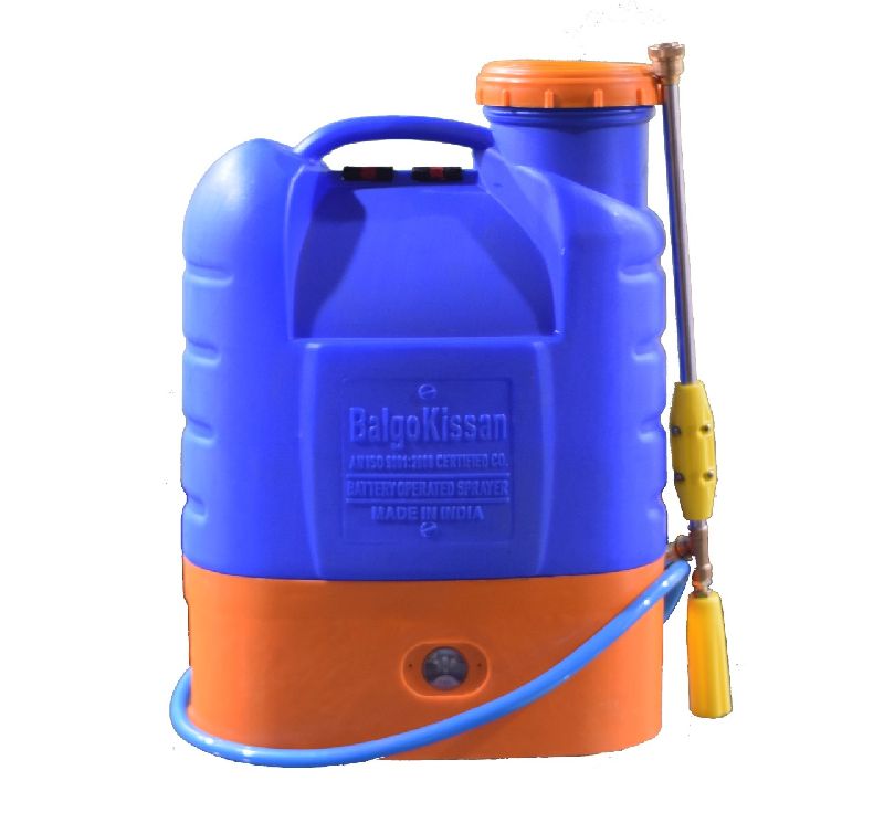 Blue Balgo Kissan Battery Operated Sprayer, for Agricultural Use, Handle Material : Metal